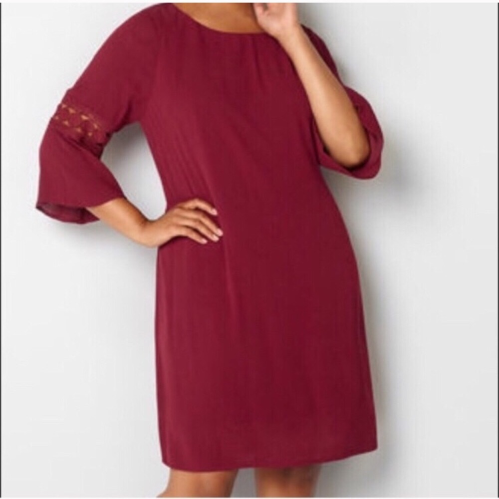 20W Avenue Crepe Crochet Quarter Sleeve Dress